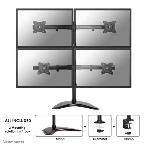 Neomounts 10" - 27" Quad Monitor Desk Mount | NM-D335D4BLACK