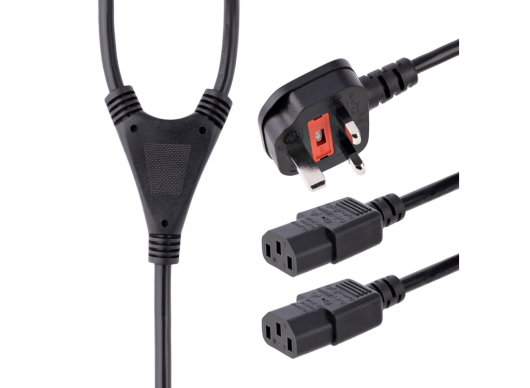 StarTech 2m Computer Power Cable - Y Splitter, 18AWG, BS 1363 to 2x C13 | PXT101YUK